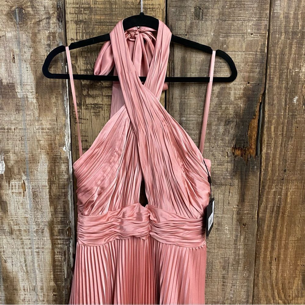 Mac Duggal Pink 11302
Pleated Halter Neck Asymmetrical Hem Gown Maxi Dress 8 - Picture 12 of 13